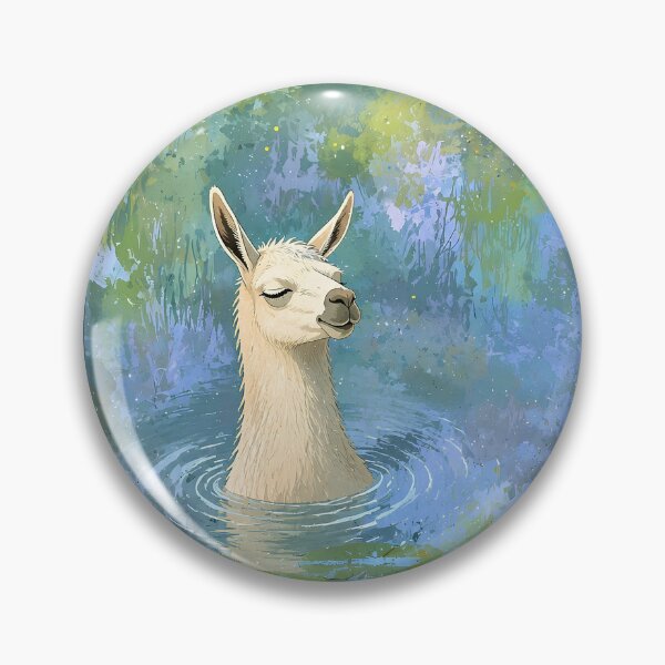 Item preview, Llama in Lotus Pond Impressionist Painting designed and sold by SlothcoreVibes.