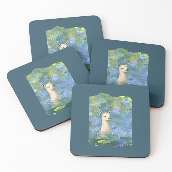 Item preview, Llama in Lotus Pond Impressionist Painting designed and sold by SlothcoreVibes.