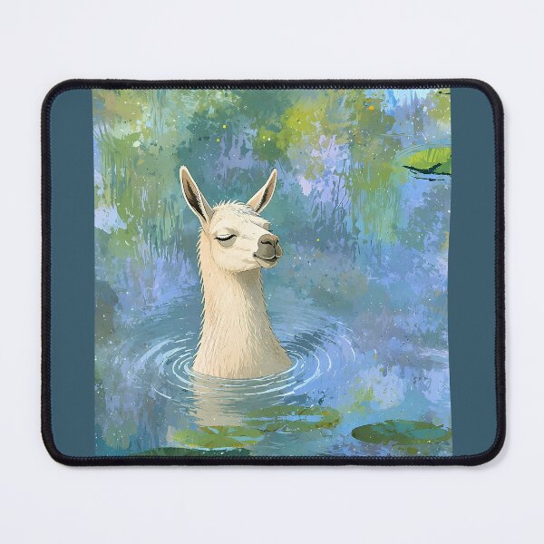 Item preview, Llama in Lotus Pond Impressionist Painting designed and sold by SlothcoreVibes.