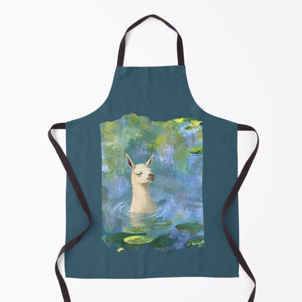Item preview, Llama in Lotus Pond Impressionist Painting designed and sold by SlothcoreVibes.
