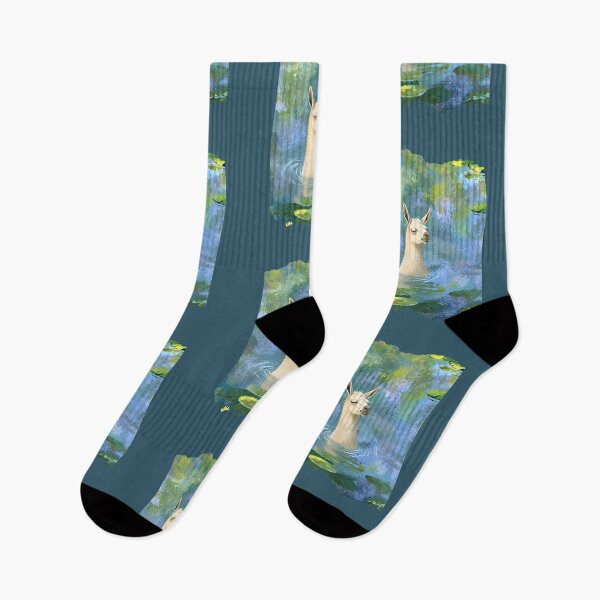 Item preview, Llama in Lotus Pond Impressionist Painting designed and sold by SlothcoreVibes.