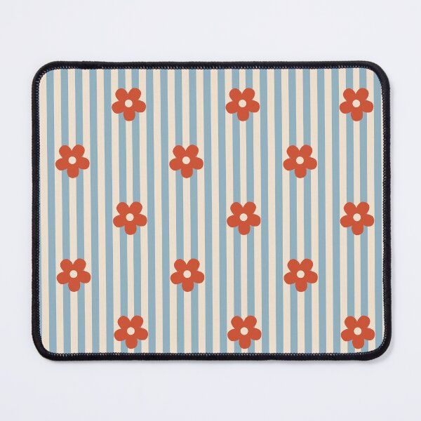 Item preview, Red Floral Pattern | Red Flowers on Blue Stripes | Retro Orange-Red Floral Stripes Design | Preppy Red Flower Pattern | Coquette Red and Blue Floral Stripes | Summer Vibes Red Floral designed and sold by VivaFy.