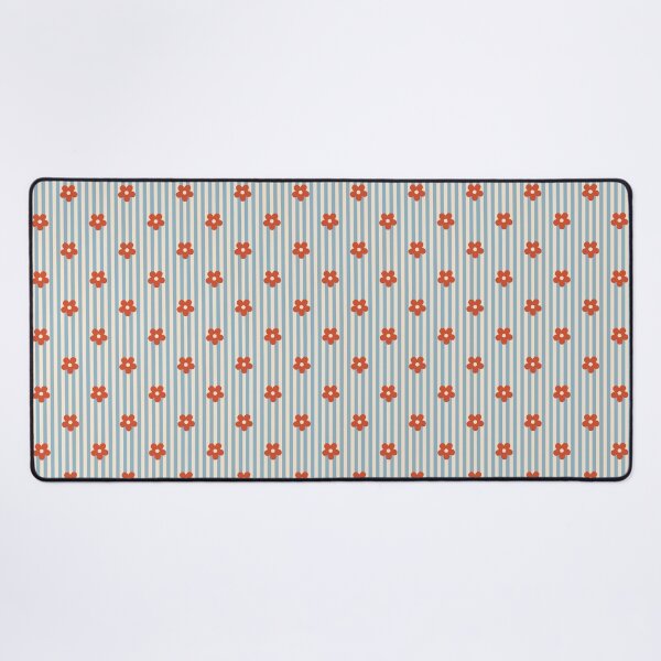 Item preview, Red Floral Pattern | Red Flowers on Blue Stripes | Retro Orange-Red Floral Stripes Design | Preppy Red Flower Pattern | Coquette Red and Blue Floral Stripes | Summer Vibes Red Floral designed and sold by VivaFy.