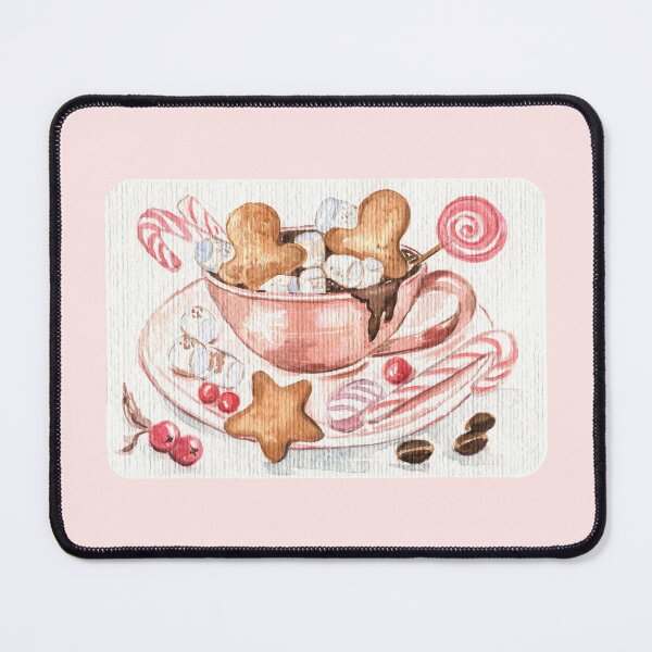 Item preview, Vintage Christmas Card with Pink Cup of Hot Chocolate designed and sold by Flowersforbear.