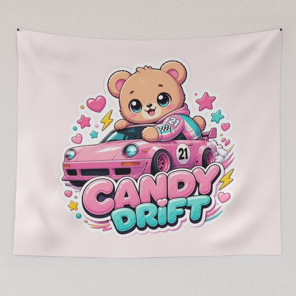 Item preview, Candy Drift Kawaii Racing Bear Sticker | Cute Sports Car PNG | Original Mascot Vinyl Decal | Colorful Streetwear Graphic designed and sold by Stylestickers55.