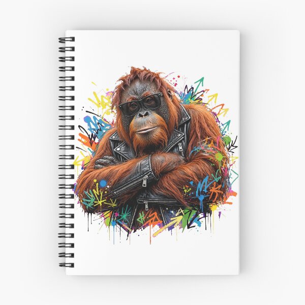 Item preview,  Cool Orangutan in Leather Jacket - Punk Biker Monkey Graffiti Art designed and sold by ExpressoJungle.