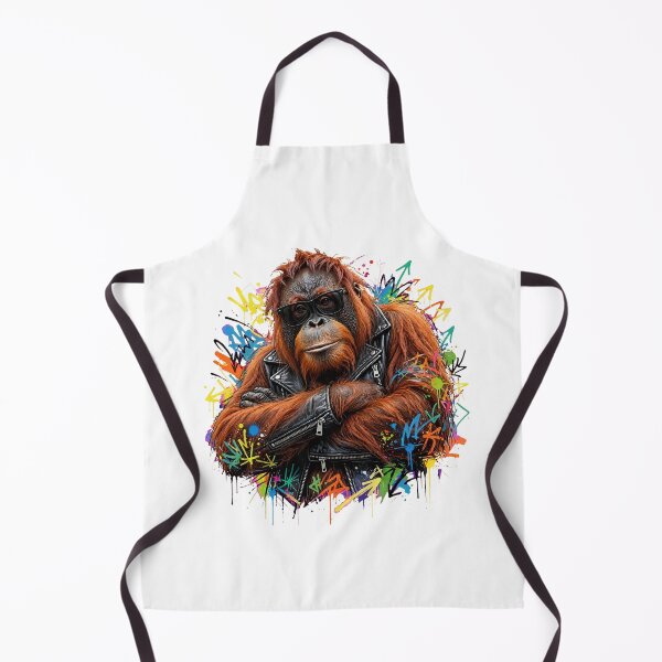 Item preview, Cool Orangutan in Leather Jacket - Punk Biker Monkey Graffiti Art designed and sold by ExpressoJungle.