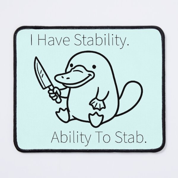 Item preview, Humorous Platypus with a Knife - Stability-Ability To Stab designed and sold by ThreadRiotTees.