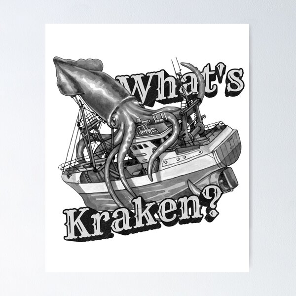 Item preview, What's Kraken? Monochrome Colossal Squid Design  designed and sold by Kelsey Worth.