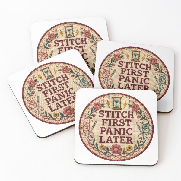 Item preview, Stitch First Panic Later – Funny Needlepoint Saying designed and sold by Tobull.