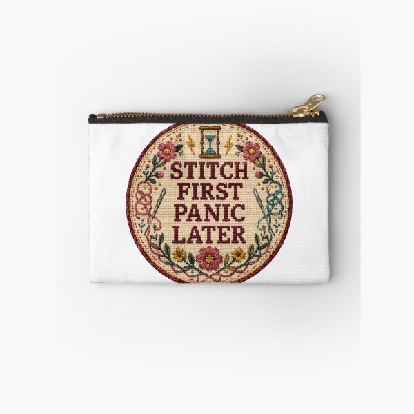 Item preview, Stitch First Panic Later – Funny Needlepoint Saying designed and sold by Tobull.