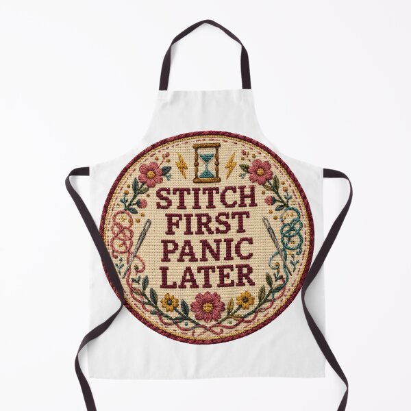 Item preview, Stitch First Panic Later – Funny Needlepoint Saying designed and sold by Tobull.