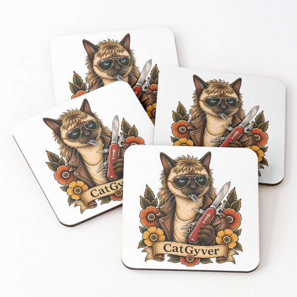 Item preview, CatGyver Siamese Cat Tattoo designed and sold by Old's Cool Cat Studio.