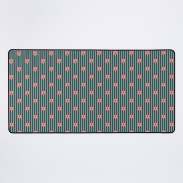 Item preview, Teal Floral Pattern | Peach Flowers on Dark Teal Stripes | Retro Peach Floral Stripes Design | Preppy Peach Flower with Stripes Pattern | Dark Green and Peach Floral Stripes Pattern designed and sold by VivaFy.