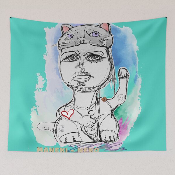 Item preview, She Is Her Own Maneki-Neko (Drawing by ACCI) V2 designed and sold by VanyssaGraphics.