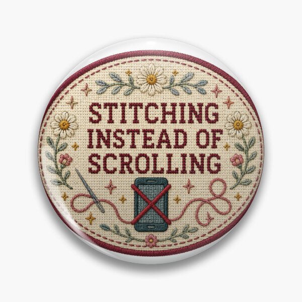 Item preview, Stitching Instead of Scrolling – Funny Needlepoint Quote designed and sold by Tobull.