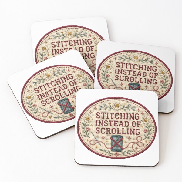 Item preview, Stitching Instead of Scrolling – Funny Needlepoint Quote designed and sold by Tobull.