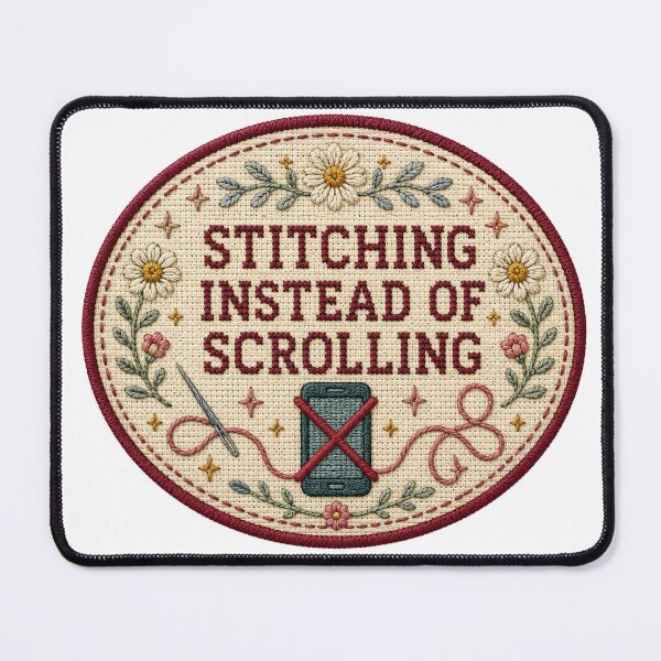 Item preview, Stitching Instead of Scrolling – Funny Needlepoint Quote designed and sold by Tobull.