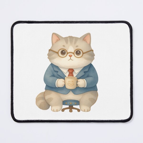 Item preview, Cute executive cat drinking office coffee designed and sold by AKRAMlogo.