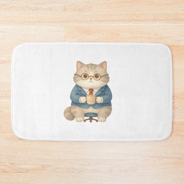 Item preview, Cute executive cat drinking office coffee designed and sold by AKRAMlogo.