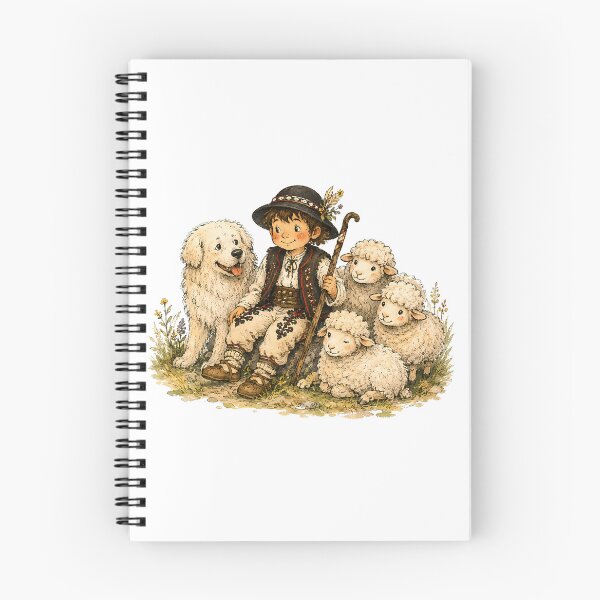 Item preview, Mountain Shepherd with Sheep and Herding Dog – Traditional Mountain Illustration designed and sold by Buli89.