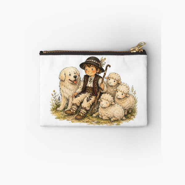 Item preview, Mountain Shepherd with Sheep and Herding Dog – Traditional Mountain Illustration designed and sold by Buli89.