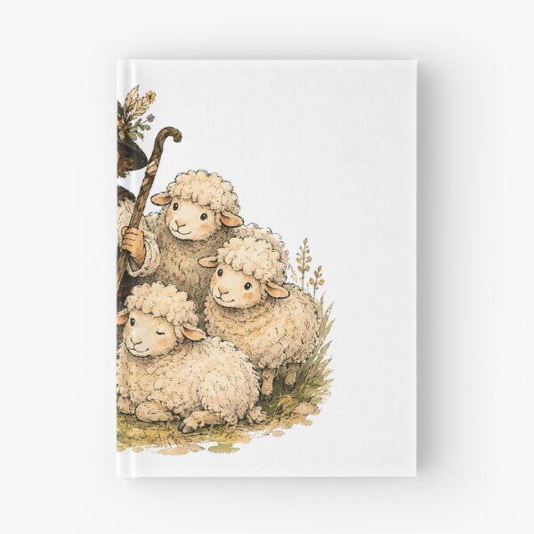 Item preview, Mountain Shepherd with Sheep and Herding Dog – Traditional Mountain Illustration designed and sold by Buli89.