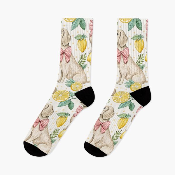 Item preview, Coquette Lemon Puppy Cottagecore Pattern designed and sold by Storybook Botanica.