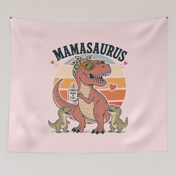 Item preview, Mamasaurus T Rex Mom Dinosaur Vintage Retro graphics designed and sold by CamaleonDesigns.