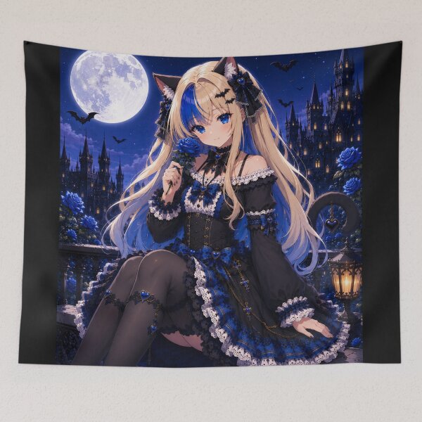 Item preview, Moonlit Blue Rose – Gothic Neko Girl designed and sold by Revyra Design .