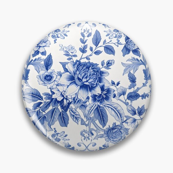 Item preview, Blue Chinoiserie Floral Toile Vintage Botanical Pattern Art designed and sold by GrinGalore.