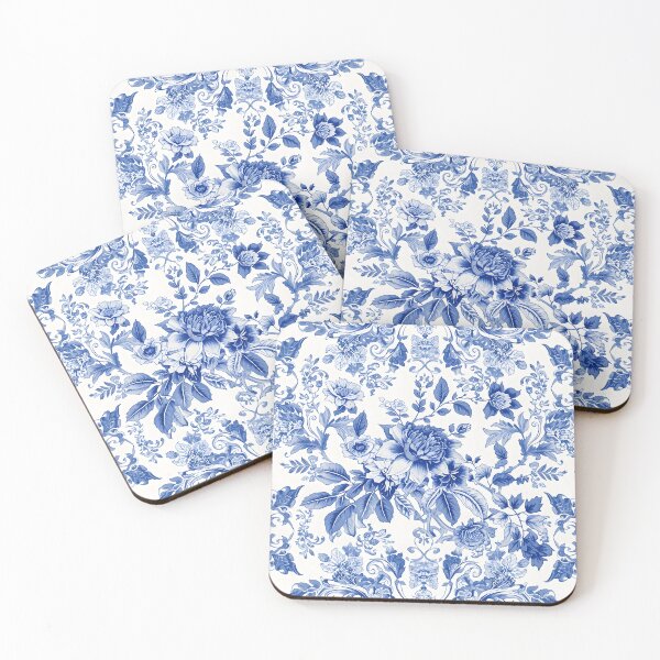 Item preview, Blue Chinoiserie Floral Toile Vintage Botanical Pattern Art designed and sold by GrinGalore.