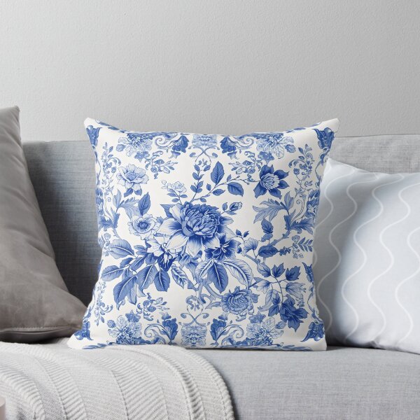 Item preview, Blue Chinoiserie Floral Toile Vintage Botanical Pattern Art designed and sold by GrinGalore.