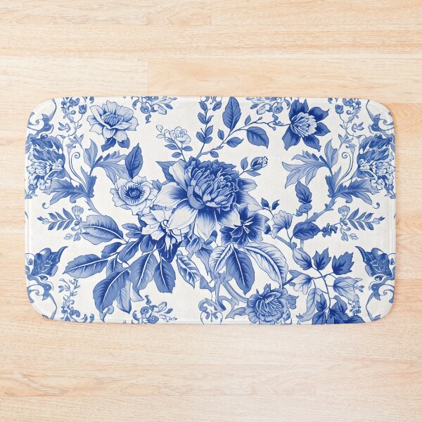 Item preview, Blue Chinoiserie Floral Toile Vintage Botanical Pattern Art designed and sold by GrinGalore.