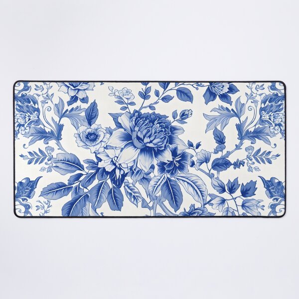 Item preview, Blue Chinoiserie Floral Toile Vintage Botanical Pattern Art designed and sold by GrinGalore.