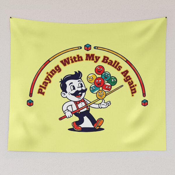 Item preview, Playing With My Balls Again - Retro Cartoon Pool Player designed and sold by ThreadRiotTees.