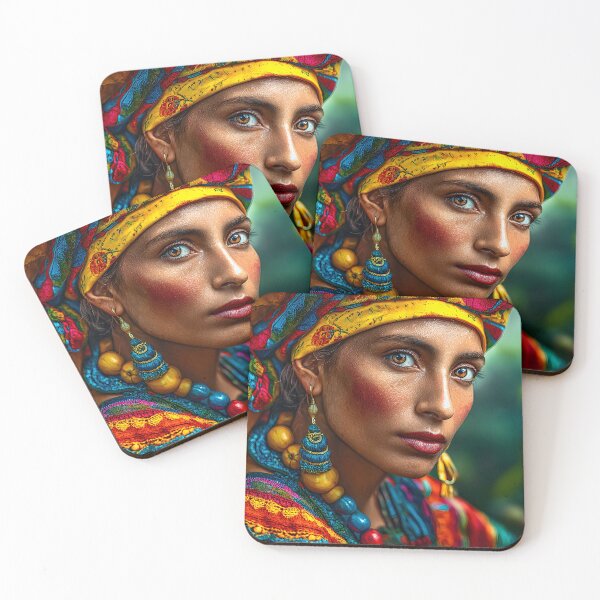 Item preview, Vibrant Portrait of a Woman in Colorful Attire designed and sold by Artessie.