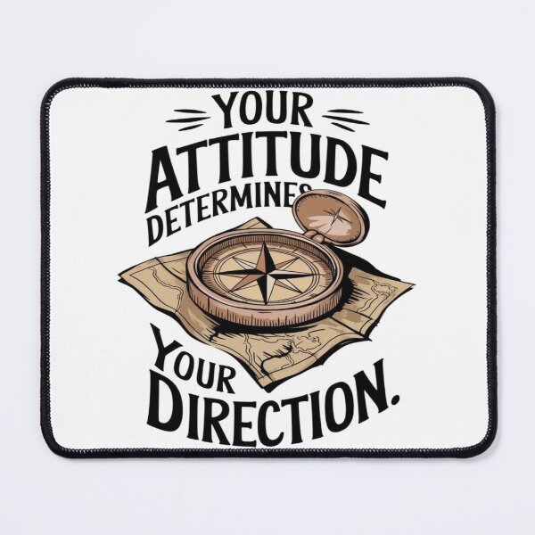 Item preview, Vintage Compass and Map Illustration with "Your Attitude Determines Your Direction" Motivational Quote designed and sold by Warungid.