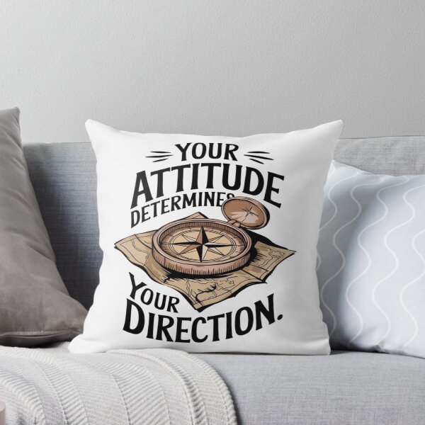 Item preview, Vintage Compass and Map Illustration with "Your Attitude Determines Your Direction" Motivational Quote designed and sold by Warungid.