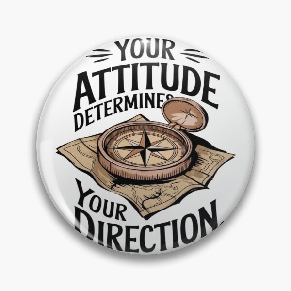 Item preview, Vintage Compass and Map Illustration with "Your Attitude Determines Your Direction" Motivational Quote designed and sold by Warungid.