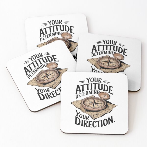 Item preview, Vintage Compass and Map Illustration with "Your Attitude Determines Your Direction" Motivational Quote designed and sold by Warungid.