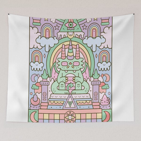 Item preview, Cosmic All-Seeing Dragon Rainbow Pastel Art designed and sold by Romgora.