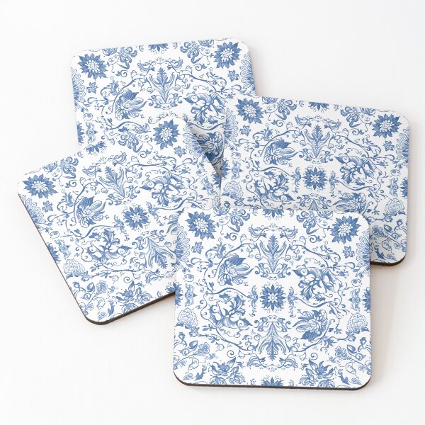 Item preview, Blue White Botanical Damask Floral Toile Seamless Pattern Art designed and sold by GrinGalore.