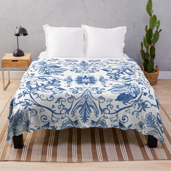 Item preview, Blue White Botanical Damask Floral Toile Seamless Pattern Art designed and sold by GrinGalore.