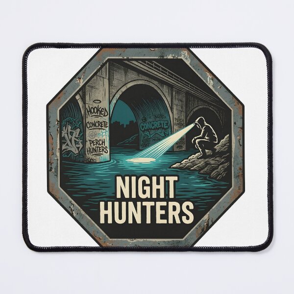 Item preview, Night Hunters Urban Perch Fishing - Vintage Stop Sign Emblem designed and sold by ThirdShiftLab.