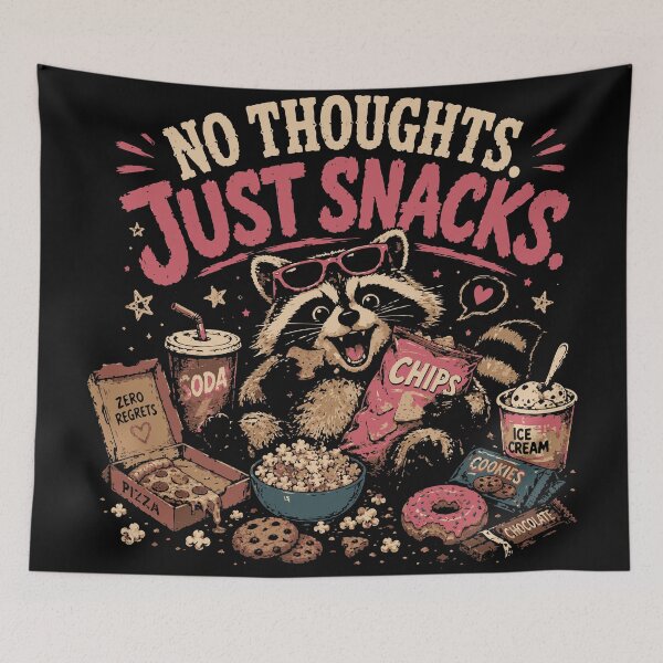 Item preview, No Thoughts Just Snacks T-Shirt | Funny Raccoon Snack Lover Design designed and sold by Sunday.Supply.