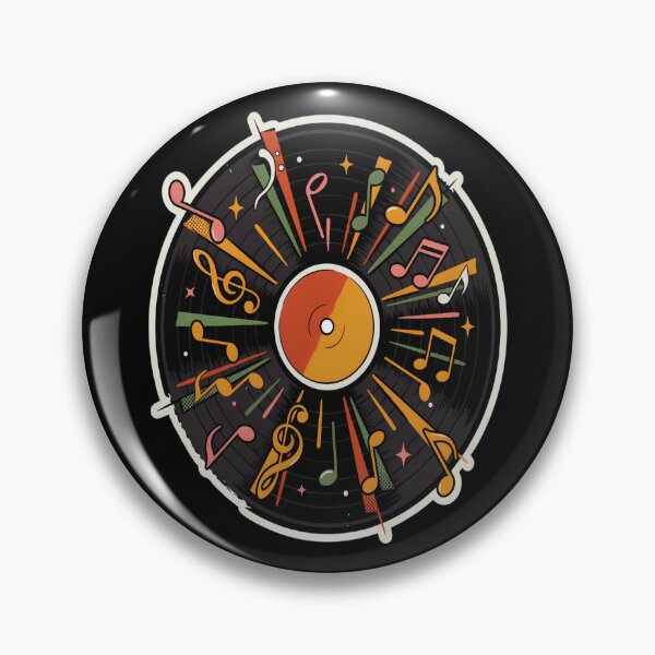 Item preview, Retro Vinyl Record – Colourful 70s Music Notes Design designed and sold by Midnight Veil Designs.