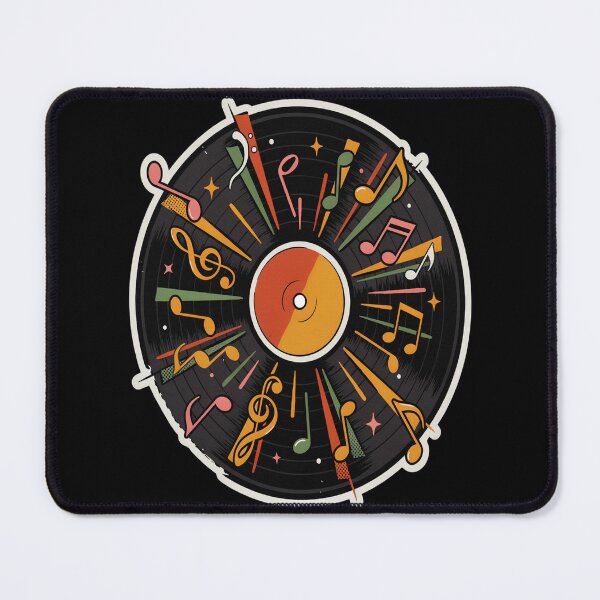 Item preview, Retro Vinyl Record – Colourful 70s Music Notes Design designed and sold by Midnight Veil Designs.