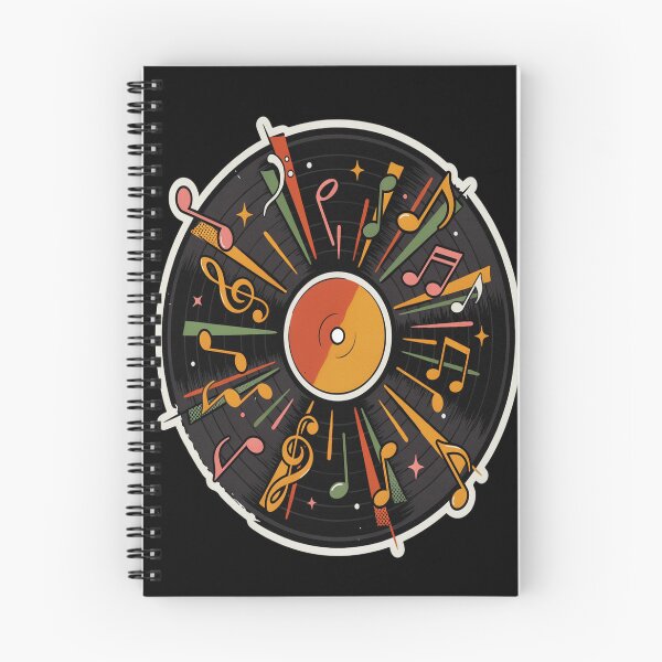 Item preview, Retro Vinyl Record – Colourful 70s Music Notes Design designed and sold by Midnight Veil Designs.