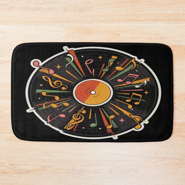 Item preview, Retro Vinyl Record – Colourful 70s Music Notes Design designed and sold by Midnight Veil Designs.